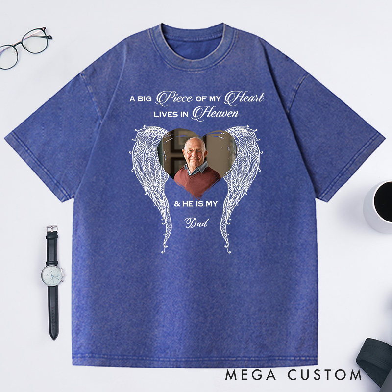 Personalized Memorial Photo Angel Washed T-Shirt Custom in Loving Memory Shirt Funeral Remembrance Tee Memorial Gift