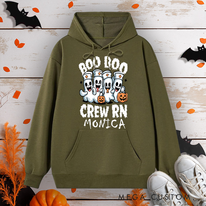 Personalized Hoodies for Nurse Customized Boo Boo Crew RN Design Hoodies Halloween Nurse Hoodie