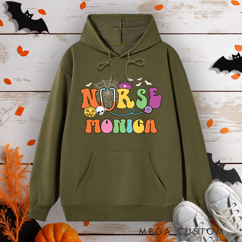 Personalized Hoodies for Nurse Customized Colorful Nurse Design Hoodies Halloween Nurse Hoodie
