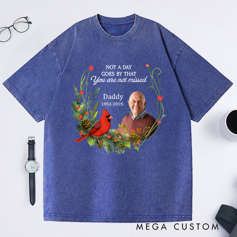 Personalized Memorial Washed T-Shirt in Loving Memory Shirt Rest in Peace Shirt Custom Memorial Photo T-Shirt Bereavement Gift 