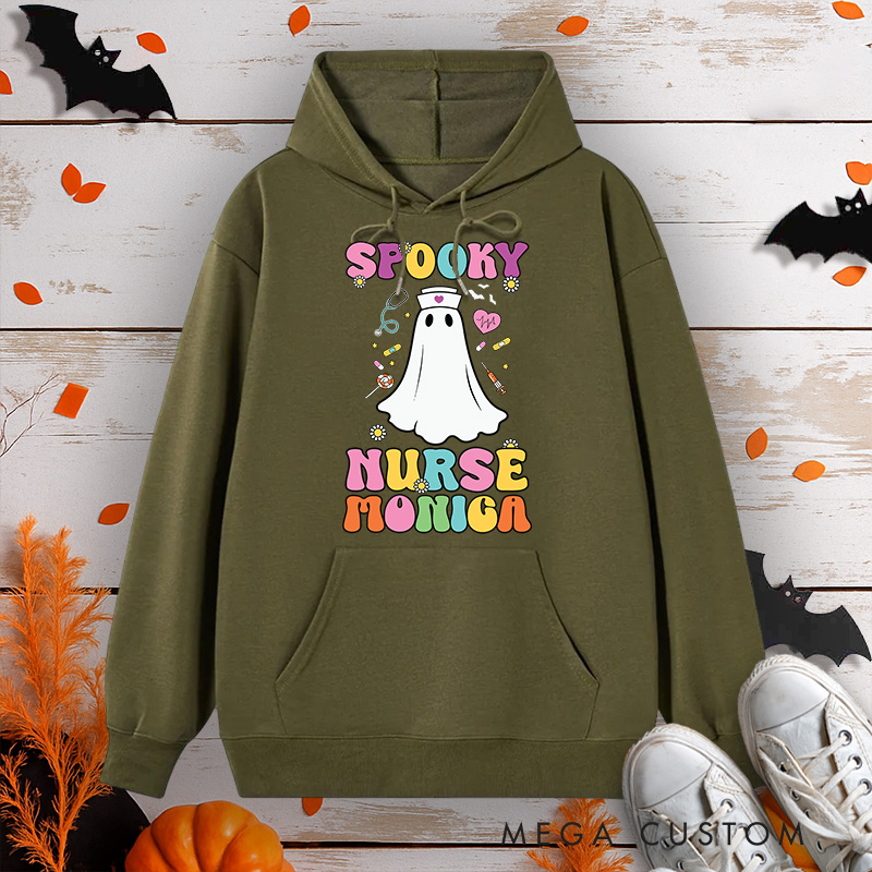 Personalized Hoodies for Nurse Customized Spooky Nurse Design Hoodies Halloween Nurse Hoodie