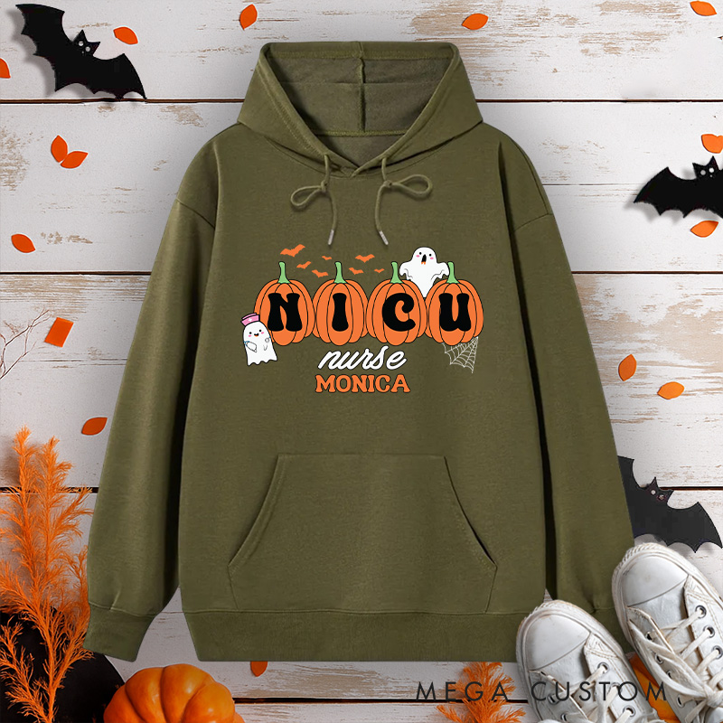 Personalized Hoodies for Nurse Customized NICU Nurse Design Hoodies Halloween Nurse Hoodie