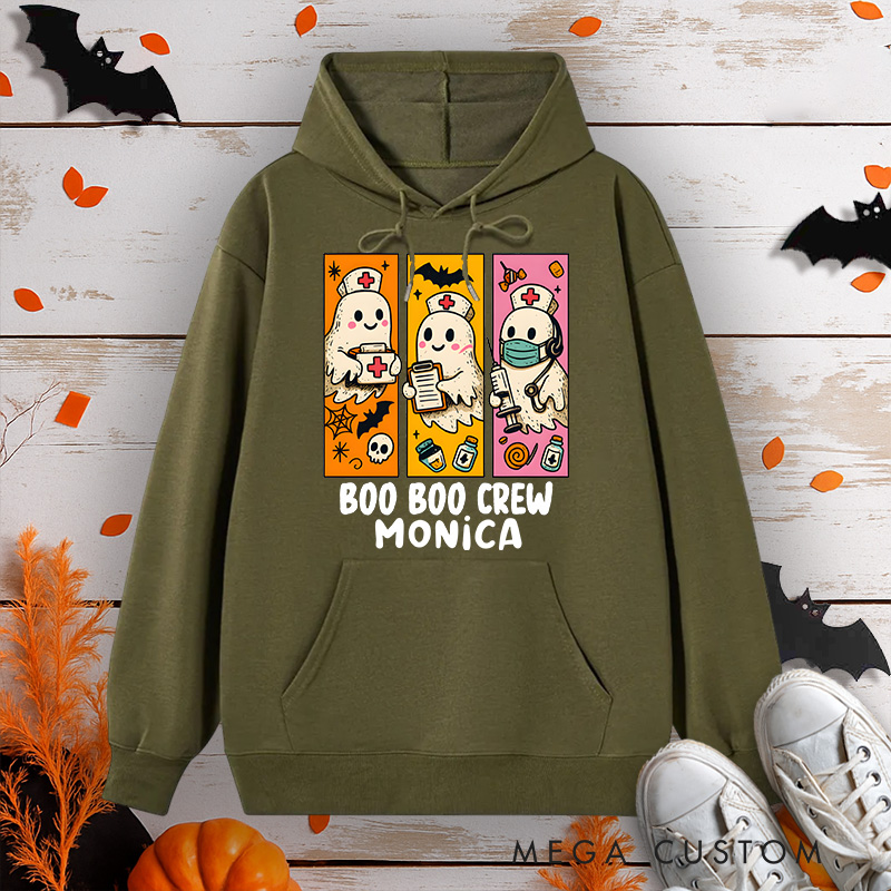 Personalized Hoodies for Nurse Customized Boo Boo Crew Cute Ghost Design Hoodies Halloween Nurse Hoodie