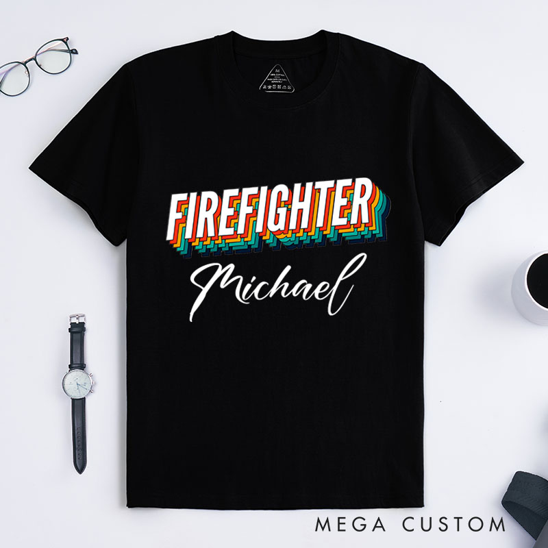 Personalized Firefighter T-Shirts Vibrant Firefighter Fashion Design T-Shirts