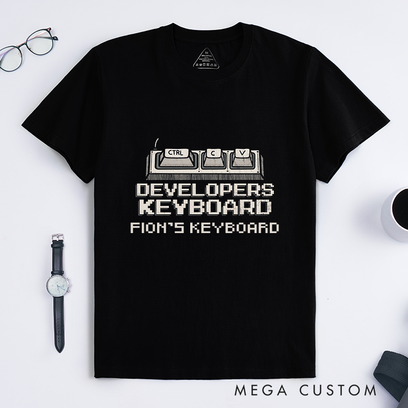 Personalized Developer's Keyboard T-Shirt Ctrl+C Ctrl+V Shirt Programmers Technology Enthusiasts Shirt Gift for Geek Nerd