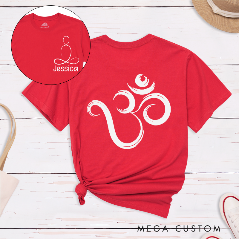 Personalized Om Symbol T-Shirt with Line Meditation Pattern Design Perfect Gift for Yoga Lover and Meditation