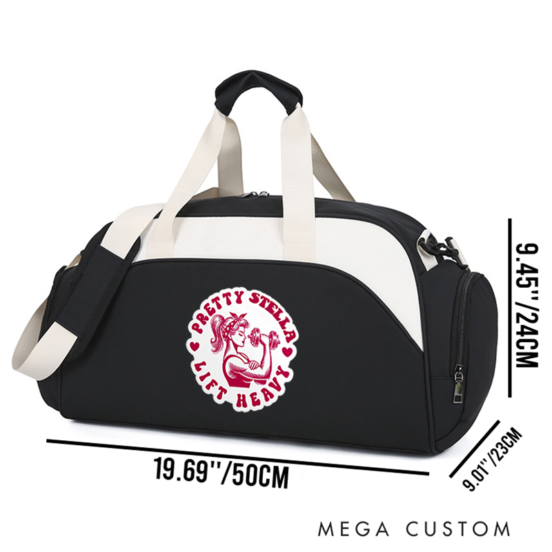 Personalized Monogram Sports Gym Duffel Bag Pretty Weightlifting Graphic Overnight Bag Gift Workout Bag for Athlete Personal Trainer