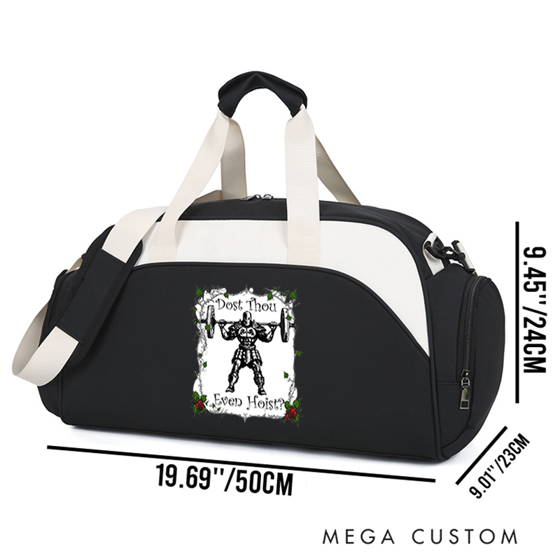 Personalized Monogram Sports Gym Duffel Bag Unique Knight Weightlifting Print Overnight Bag Gift Workout Bag for Athlete Personal Trainer