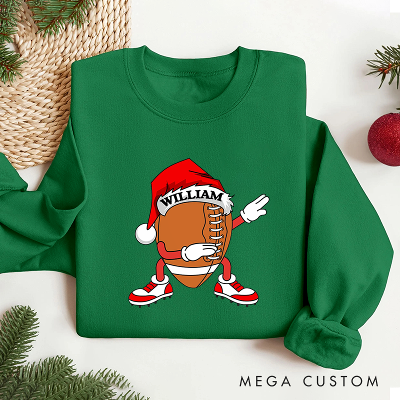 Personalized American Football Christmas Sweatshirt with Custom Number for Festive Style with a Fun Twist