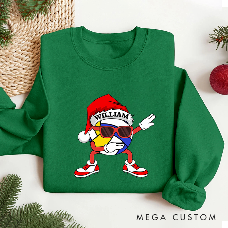 Personalized Dabbing Volleyball Christmas Sweatshirt with Custom Name