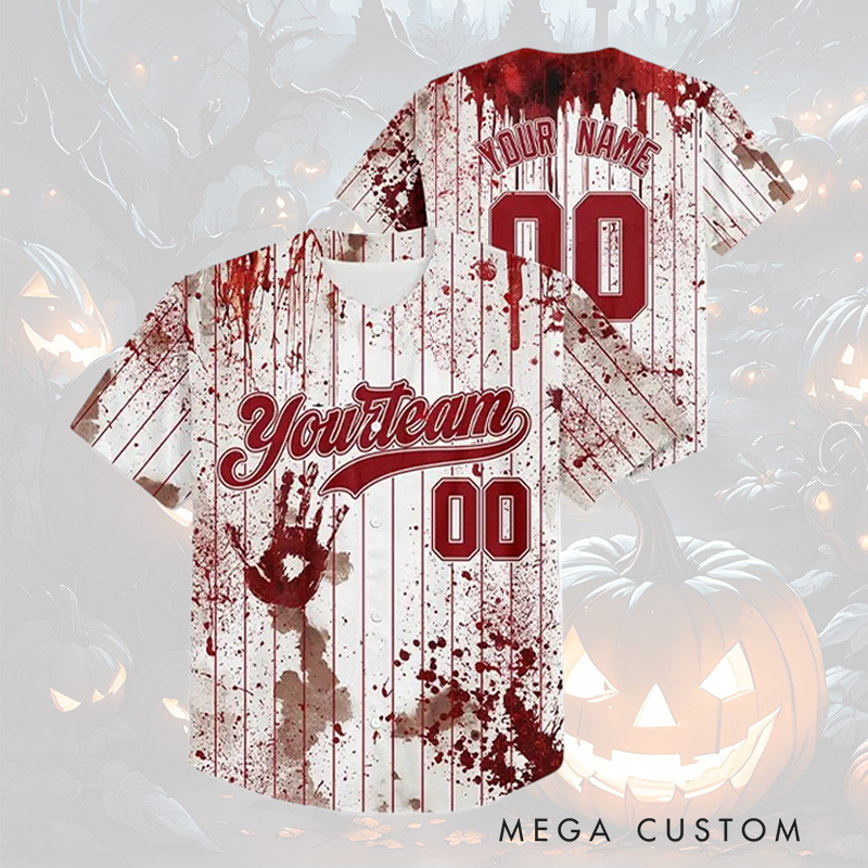 Personalized Creepy Baseball Jersey for Halloween with Customizable Text  