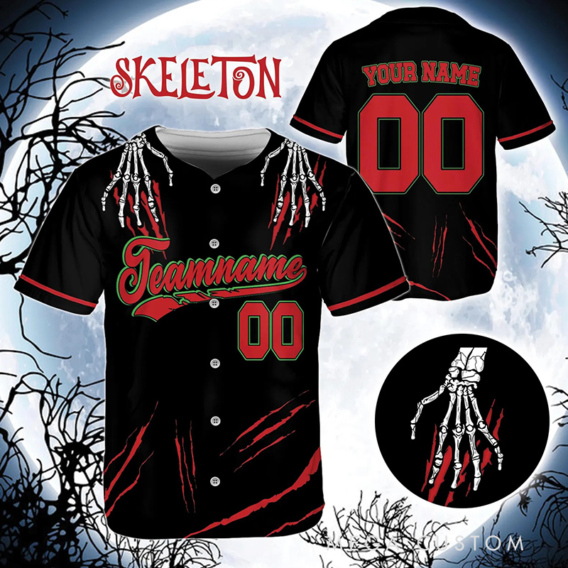 Personalized Halloween Baseball Jersey Featuring Claw Scratch Design and Custom Text
