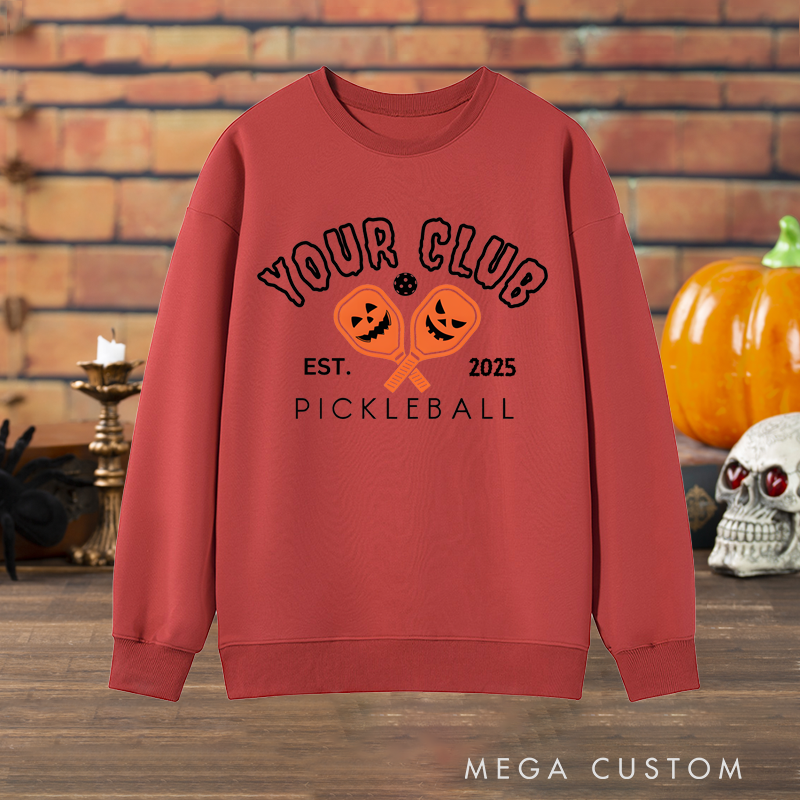 Personalized Halloween Pickleball Club Sweatshirt with Custom Club Name and Year Design