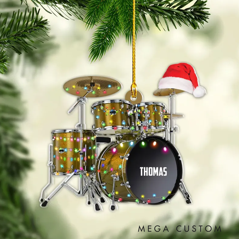 Personalized Drum Acrylic Christmas Ornament Gift for Drum Lover and Musician