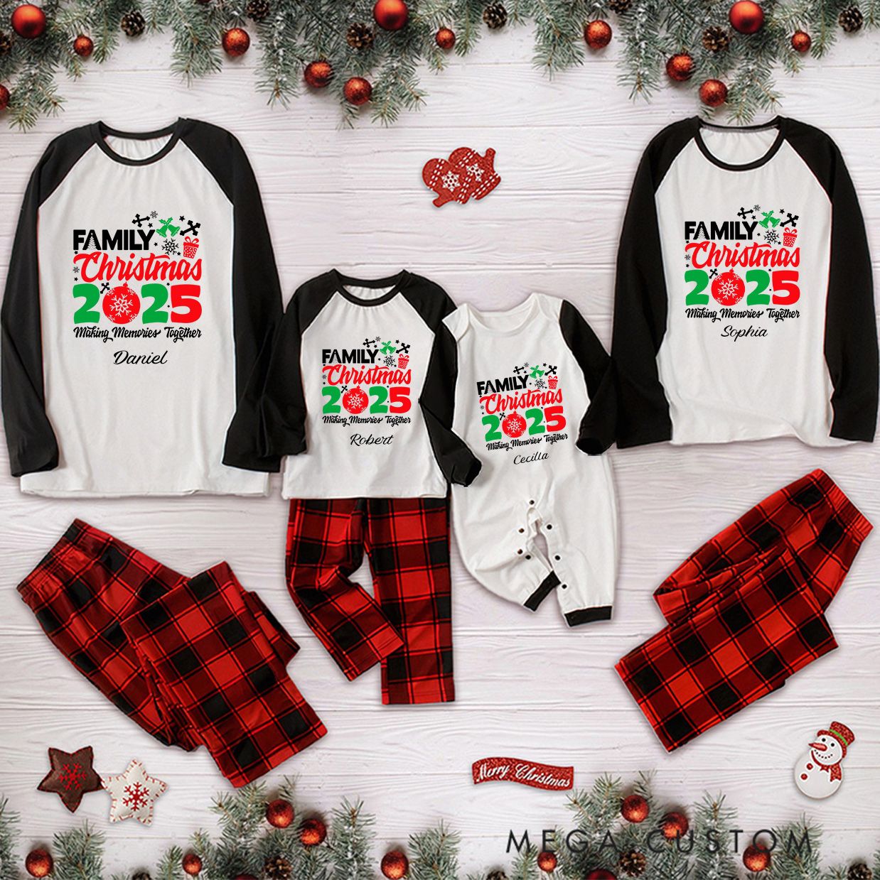 Personalized Christmas Making Memories Together Long Sleeve Family Pajama Matching Set with Name Religious Gift Christmas Gift for Family