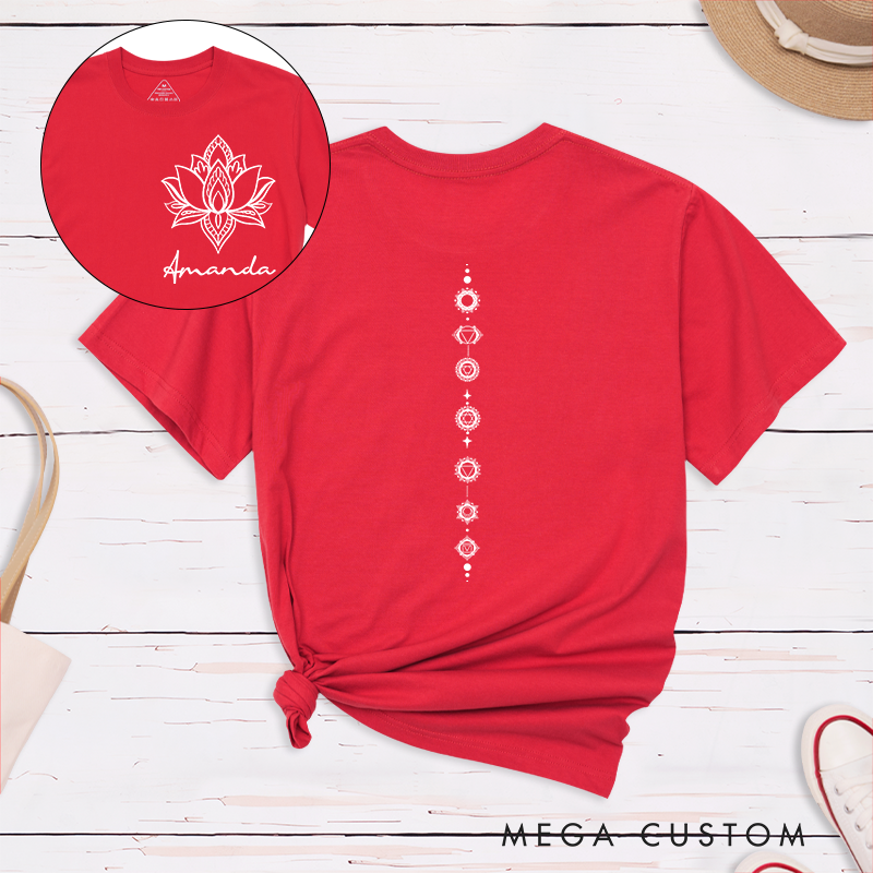 Personalized Yoga Chakra T-Shirt with Lotus and Energy Design Perfect Gift for Yoga Lover and Meditation
