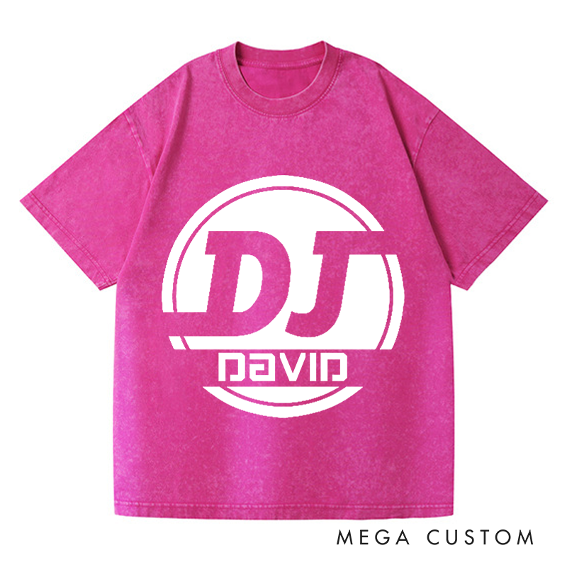 Personalized Washed T-Shirts DJ Name Music Tee