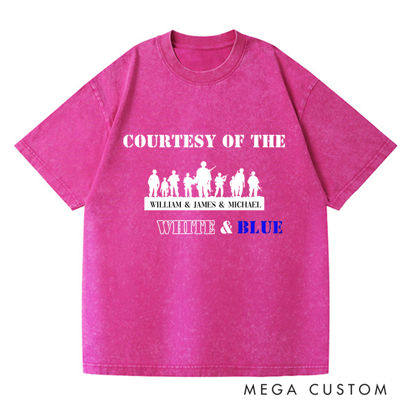 Personalized Washed T-Shirts Courtesy of the White and Blue Military Tribute T-Shirt