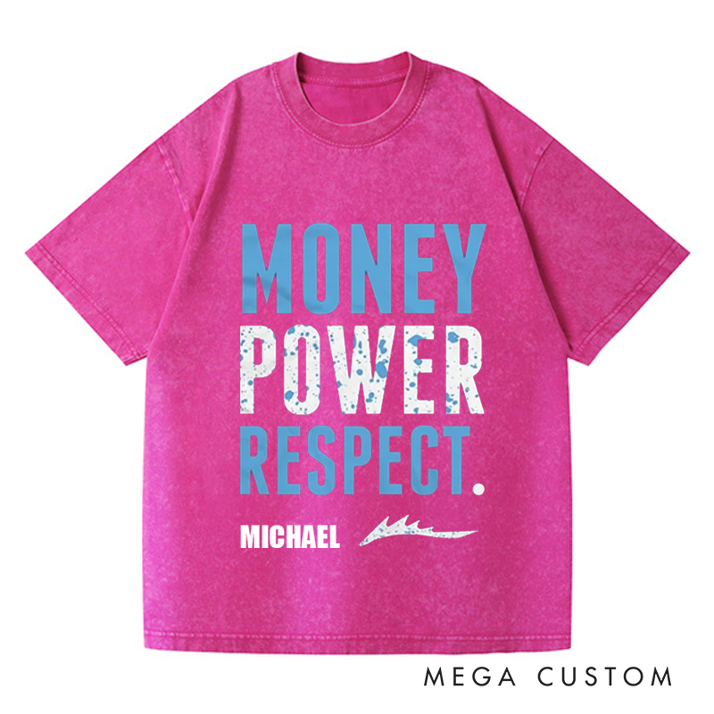 Personalized Washed T-Shirts Money Power Respect Bold Statement Graphic T-Shirt