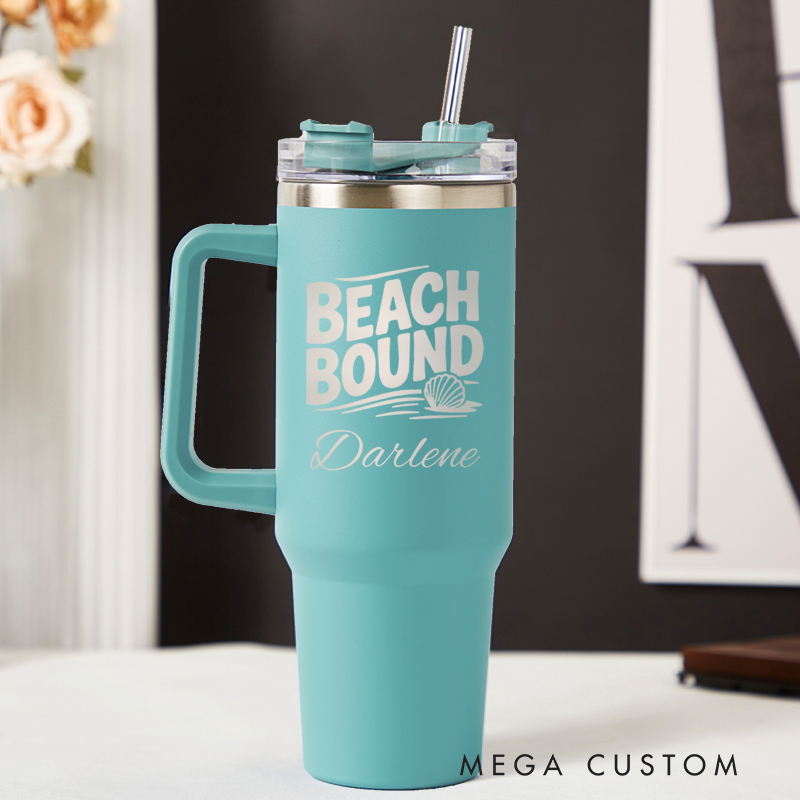 Personalized Beach Bound Tumbler Traveling Lovers Cup Stainless Steel Laser Engraved Tumbler Gift for Vacation