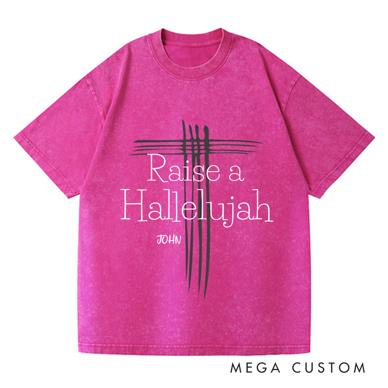 Personalized Washed T-Shirts Simple Cross Inspirational T-Shirt
