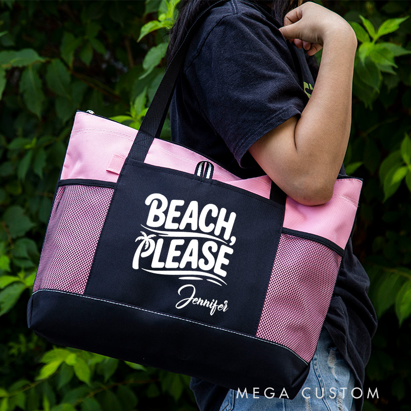 Personalized Beach Please Tote Bag Canvas Tote Travel Bag Gift for Traveling Lovers Vacation Gift