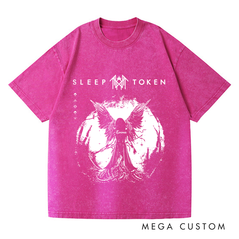 Personalized Washed T-Shirts Dark and Intriguing Angel Wings Mysterious T-Shirt