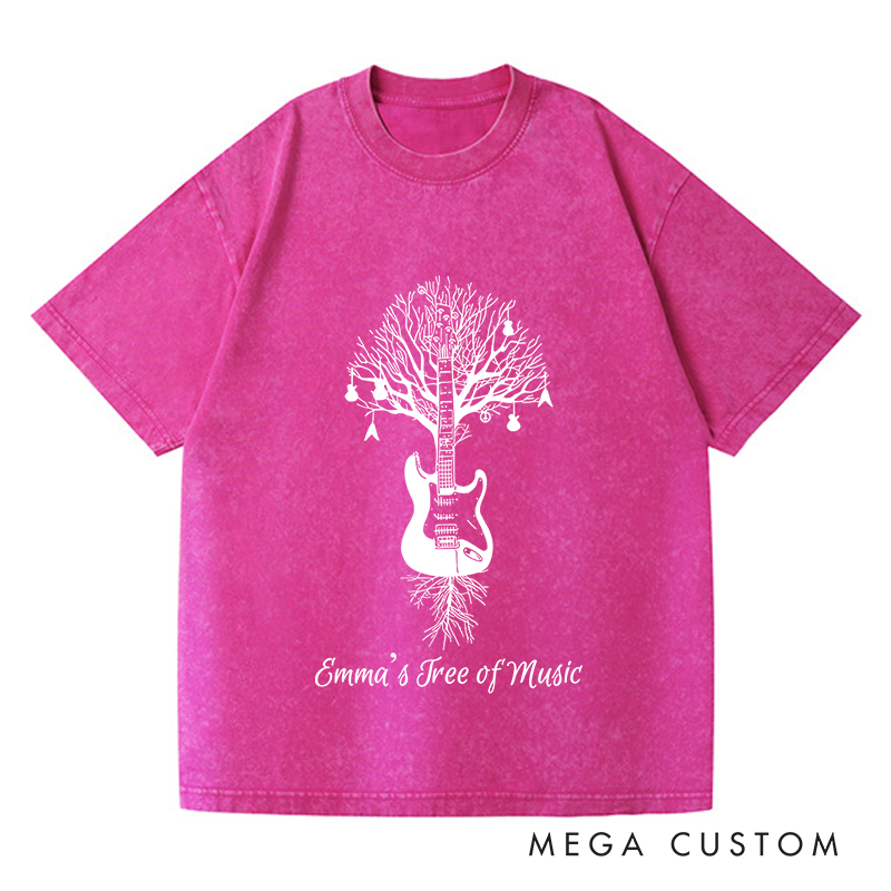 Personalized Washed T-Shirts Drum Kit T-Shirt Musical Drummer Tree Percussion in All Sizes T-Shirt