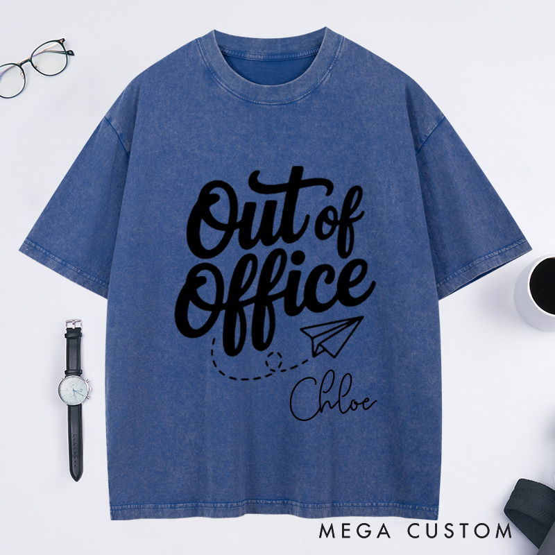 Personalized Out of Office Washed T-Shirt for Traveling Lovers Traveler Gifts Adventure Tee