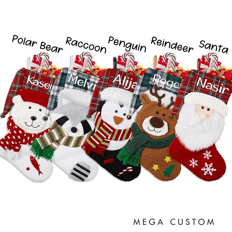 Personalized 3D Family Christmas Stocking with Name Embroidered Christmas Stocking with Name Monogram Stockings