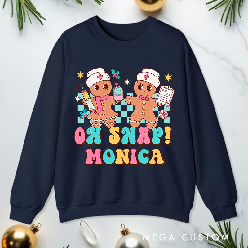 Personalized Nurse Sweatshirt Customized Gingerbread Nurse Design Sweatshirt Nurse Christmas Gifts 