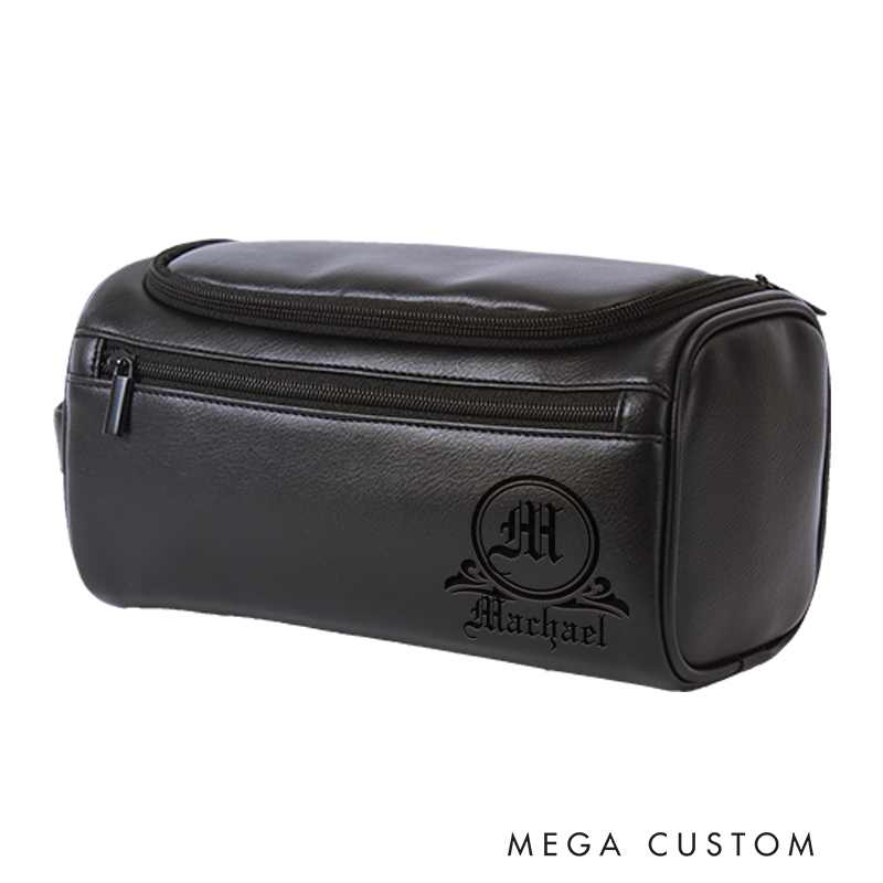 Personalized Barocco Graphic Leather Dopp Kit Art Lover Mens Leather Toiletry Bag Engraved Dopp Bag Gift For Men