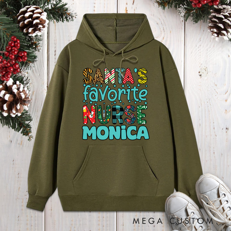 Personalized Hoodies for Nurse Customized Santa's Favorite Nurse Design Hoodies Xmax Gift