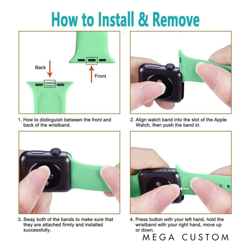 Personalized Baseball Silicone Watch Band with Custom Name and Number  