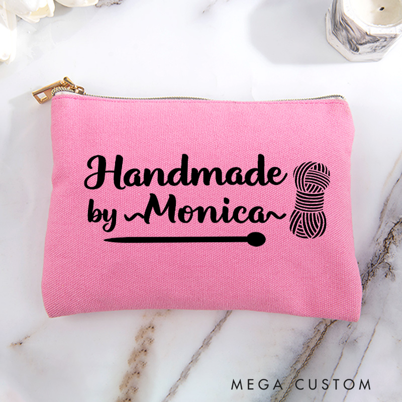 Personalized Handmade by Cosmetic and Toiletry Storage for Knitting Lover Makeup Bag Gift for Yarn Lovers
