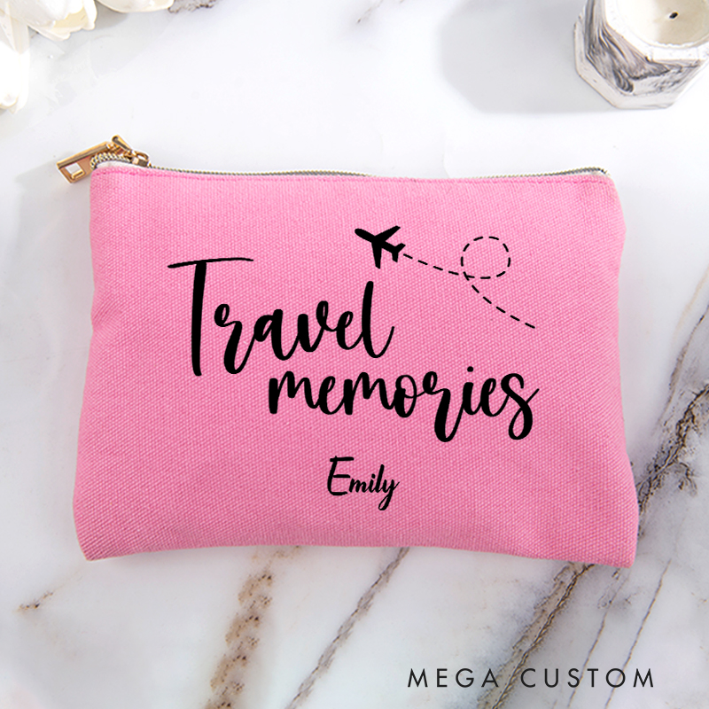 Personalized Travel Memories Storage Bag for Traveling Lover Zippered Project Pouch Gift for Travelers