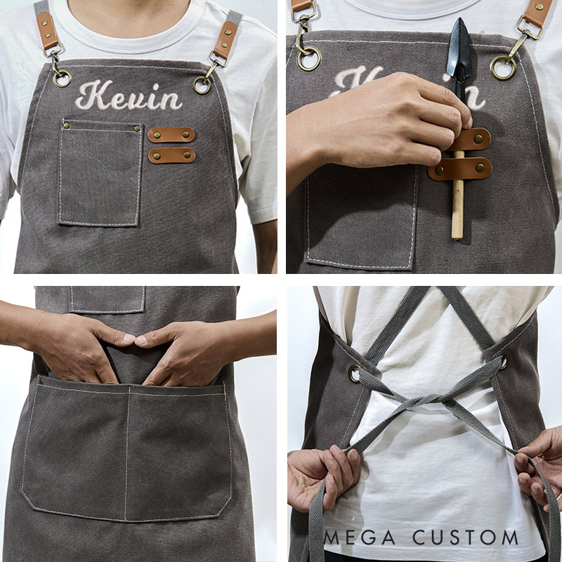 Personalized Gardening Apron with Pocket Embroidered Name Garden Workshop Apron for Gardening Lovers Gardening Gift 