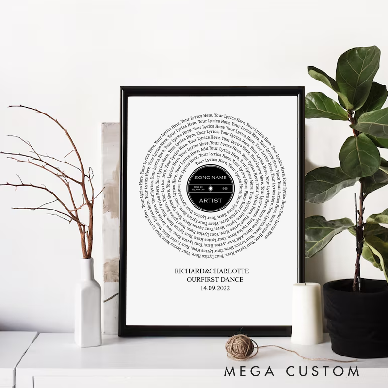 Personalized Vinyl Lyrics Poster Vinyl Record Print Without Frame Typography Print Music Art Song Lyrics Poster