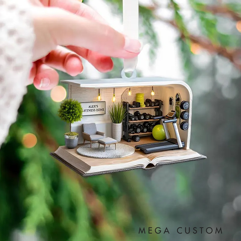 Personalized Flat Fitness Room Decoration Christmas Tree Fitness Gym Xmas Ornament Gift for Gym Lover
