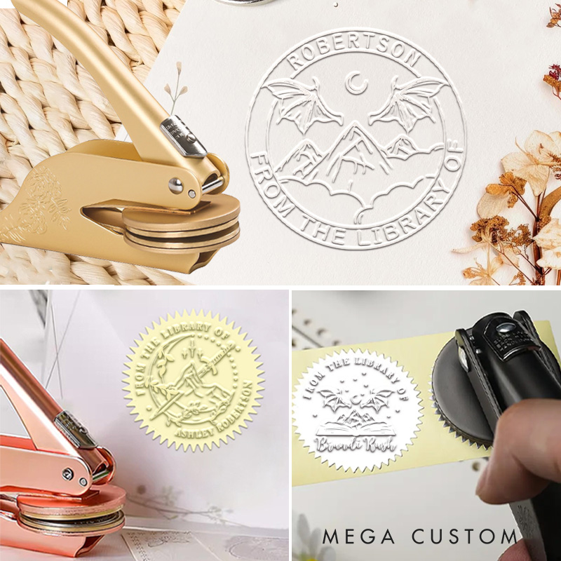 Personalized Dragon Fantasy Novel Hand Held Book Embosser Stamp Dragon Lover Birthday Embosser Stamp with Name Text Gift for Book Lovers Reading Gift