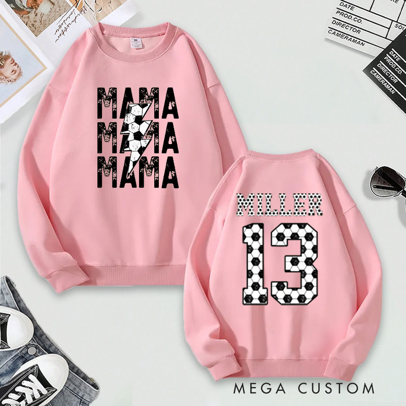 [Copy]Personalized "Mama" Football Sweatshirt with Custom Names and Numbers Design