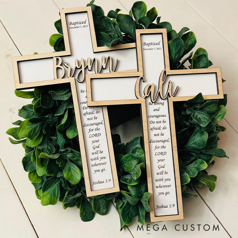 Personalized Baptism Wood Cross with Name Occasion Date and Bible Verse Home Decor Religious Gifts for Christian Dedication Gift Christening Giftfts for Christian Baptism Gift for Home Decor