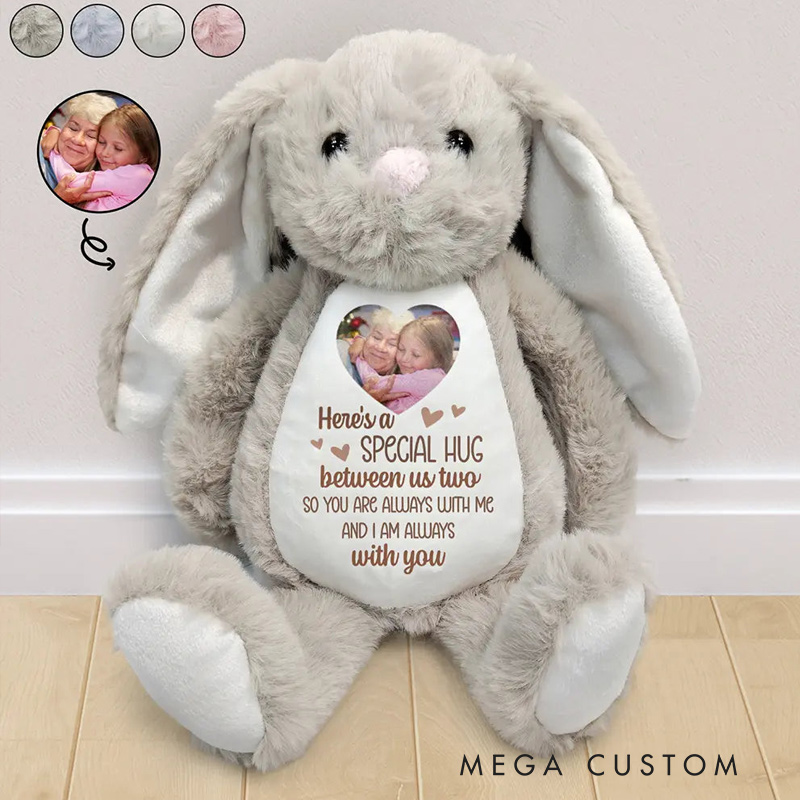 Personalized Memorial Bunny Plush With Custom Photo Remembrance Keepsake Here's A Special Hug Soft Toy Bunny