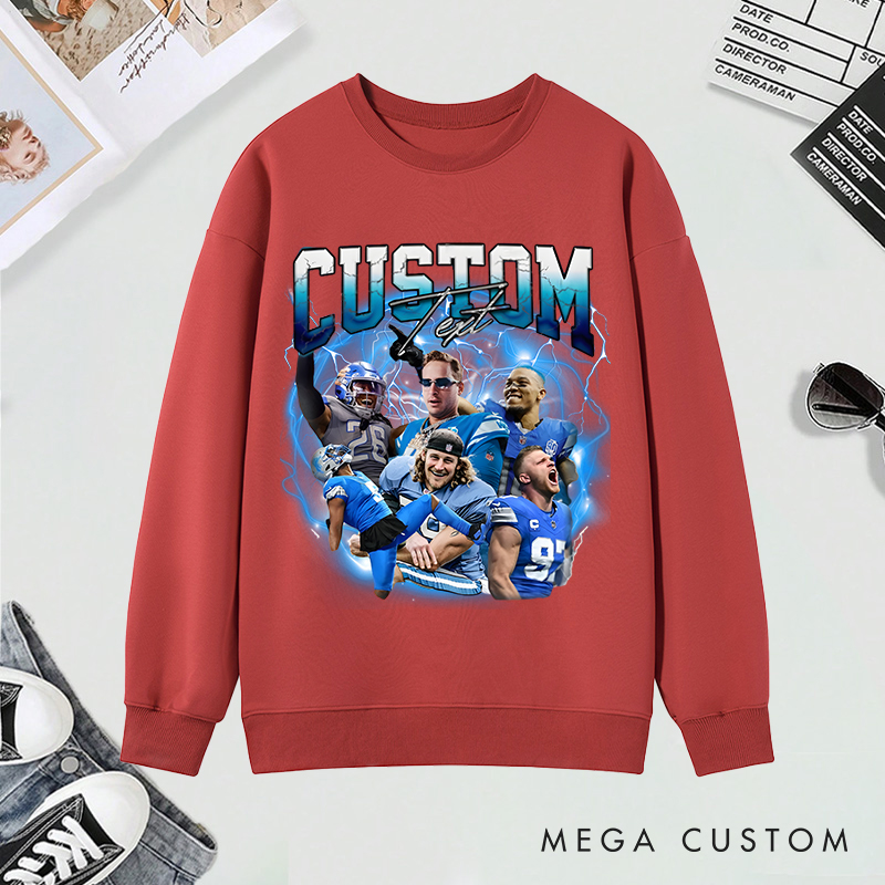 Personalized Lightning-Themed Athlete Graphic Sweatshirt with Custom Photos and Text