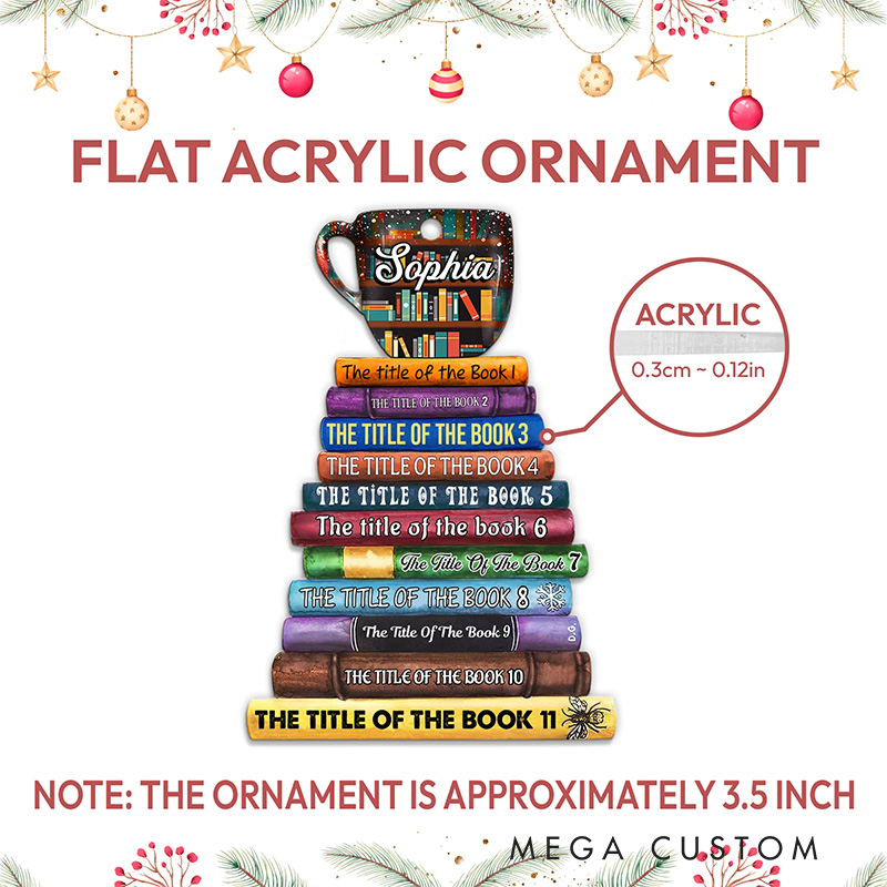 Personalized Book Tree Name Christmas Ornament Custom Bookish Ornament Book Club Ornament for Book Lover Gift Librarian Gift