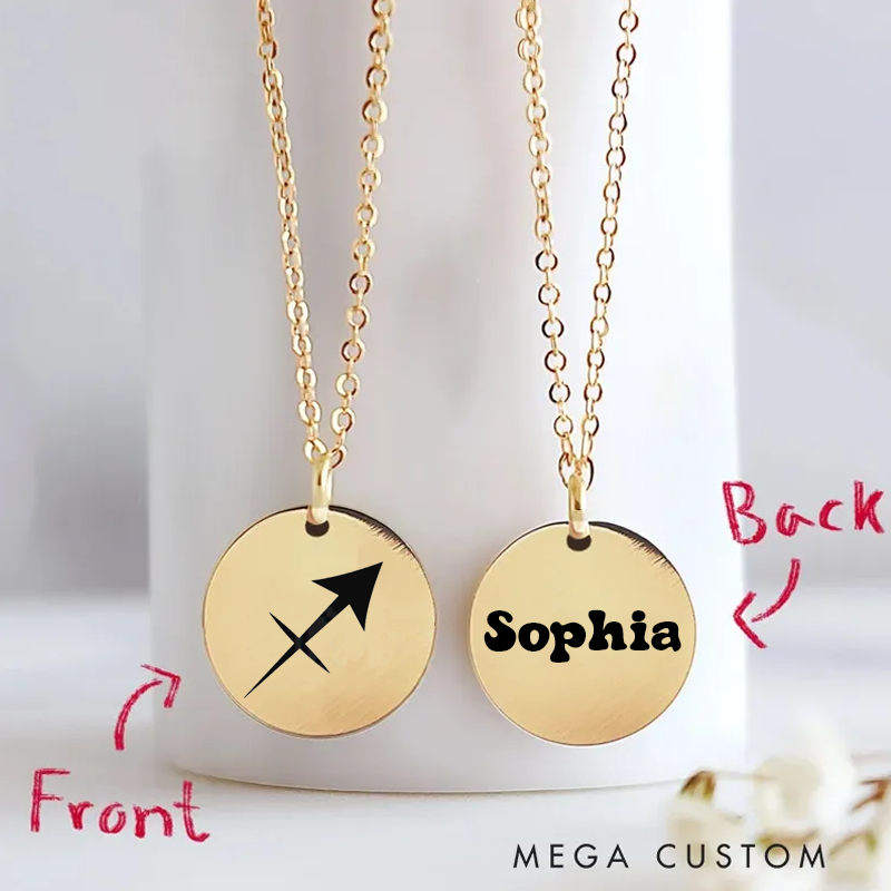 Personalized Engraved Necklace With Name Zodiac Signs Gifts for Women Birthday Gift