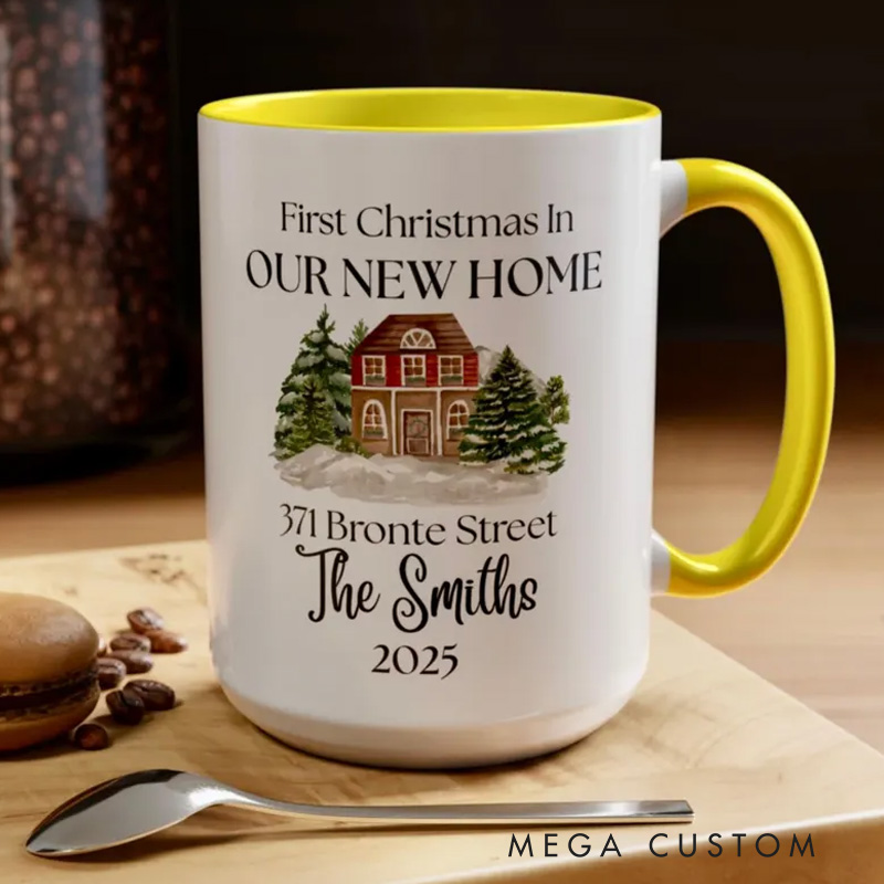 Personalized New Home Mug First Christmas in Our New Home Mug House Address Mug Happy New Home Gift Christmas in New Home Keepsake 2025