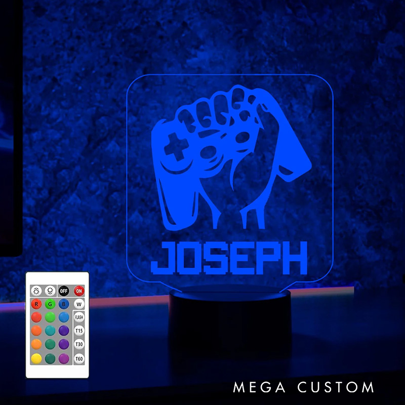 Personalized Game Controller night light LED Gamer Gamer Room Decor Gift for Boyfriend Husband Geek Lover