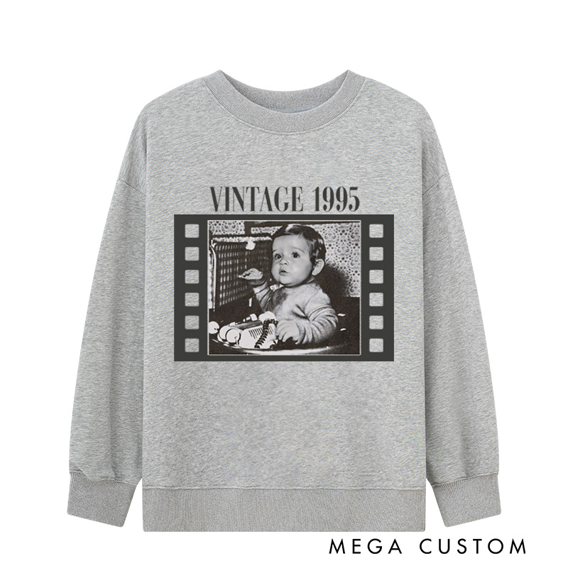 Personalized Vintage Childhood Photo Movie Classic Sweatshirt Retro Film Crewneck Movie Shirt