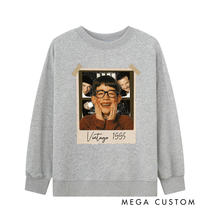Personalized Vintage Childhood Photo Christmas Movie Classic Sweatshirt Retro Film Crewneck Movie Shirt